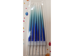 Свечи для торта ГРАДИЕНТ 12,5 см, 6 шт, Голубой