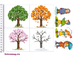 Фетр с рисунком "Деревья и дети"