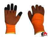 Перчатки ЗИМА утепленные оранжевые с коричневым обливом