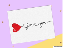 Открытка "I love you" Красное сердечко 8 х 6 см