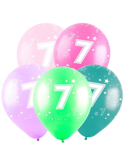 Воздушные шары с гелием "С днем рождения! цифра 7" 30см