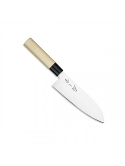 2511T55 Нож кухонный Santoku(Japanese Style), L=16.5см., лезвие- нерж.сталь,ручка- пластик,цвет беже