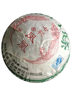 Чай прессованный пуэр шен, то ча, "Птица Феникс", 100 гр., 2015 г.