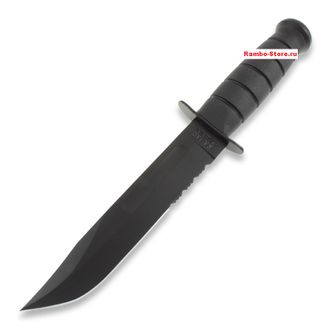 нож Ka-Bar 1214, чёрный, серрейтор, kydex