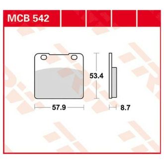 Тормозные колодки TRW MCB542 для (Organic Allround) Suzuki