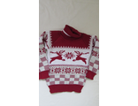 свитер с оленями двойная вязка рост 110-116