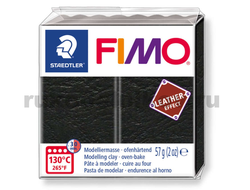 полимерная глина Fimo Leather Effect, цвет-black 8010-909 (черный), вес-57 грамм
