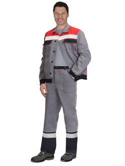 Костюм -Мастер 4120" куртка, брюки средне-серый с красным и СОП