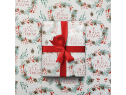 Бумага упаковочная глянцевая "Венки с НГ", 50 х 70 см, 1 лист