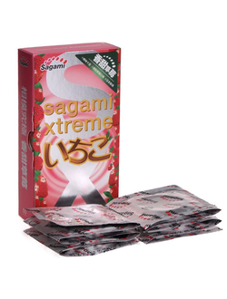 Презервативы Sagami Xtreme Strawberry c ароматом клубники - 10 шт. Производитель: Sagami, Япония