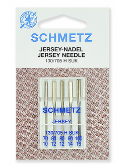 Иглы джерси Schmetz 130/705H SUK №№ 70, 80(2),90,100, 5 шт.
