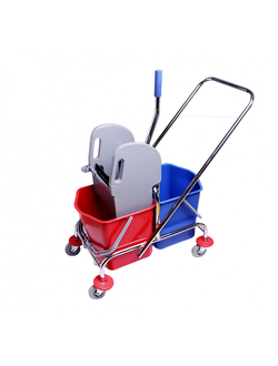 Тележка уборочная двухведерная 2*17л рама метал.с отжимом H0203