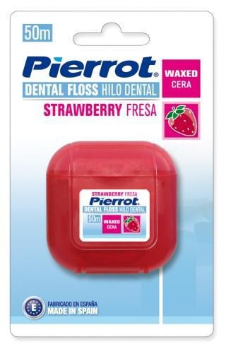 Межзубный флосс Dental Floss Strawberry со вкусом клубники, вощеный, Pierrot, 50 м.