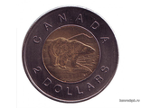 2 доллара, 2009 год, Канада. Медведь.