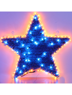 Световое панно "Звездочка", 24 светодиода, 56х56 см, уличное, синий/белый