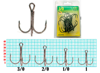 Крючок ТРОЙНИК Китай, №1/0, покрытие BN (уп.7 шт.) арт. 8003