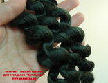 Волосы №10-14 - локоны в 4 ряда, длина волос 15см, длина тресса около 1м, цвет почти черный с зеленым отливом, 130р/шт
