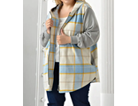 Женская рубашка-кардиган из фланели большого размера арт. 16488-5618 (цвет серо-желтый) Размеры 64-82