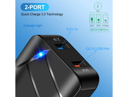 Зарядное устройство 2 USB (QC 3.0 3A + 5V 2A, 28W)