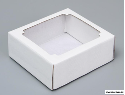 Коробка картонная с окном 14 x 14 x 6 см Белый