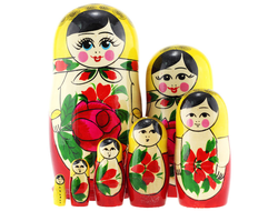 Матрёшка Семёновская с жёлтым платком 7 кукол