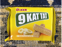 Вафли с банановым кремом &quot;9 KAT TAT&quot; (Muzlu Kremalı Gofret), 39 гр., Ülker, Турция