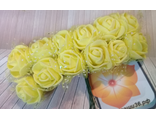 Роза из фоамирана+органза на проволоке,диаметр  20-25 мм. Цена за 12 шт. Цвет жёлтый