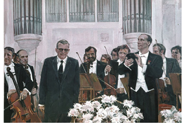 «Дмитрий Щостакович на концерте», 1978, холст, масло, 120х160
