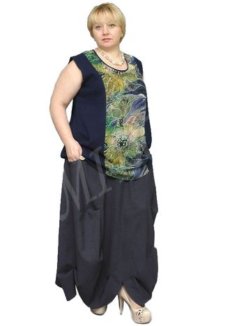 Модная юбка из льна Арт. 5129 (5 цветов) Размеры 58-84