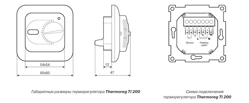 Габаритные размеры терморегулятора Thermoreg TI-200