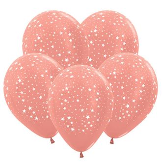 Воздушные шары с гелием "Розовое золото Звезды" 30 см