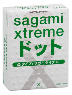 Презервативы Sagami Xtreme Type-E с точками - 3 шт, Sagami, Япония