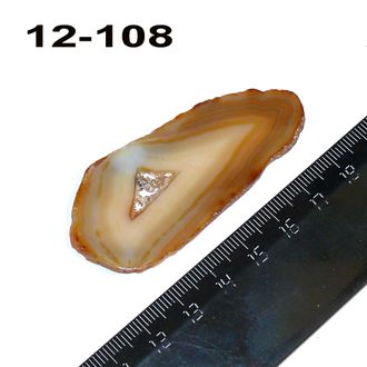 Агат натуральный (срез) горчичный №12-108: 65*29*4мм