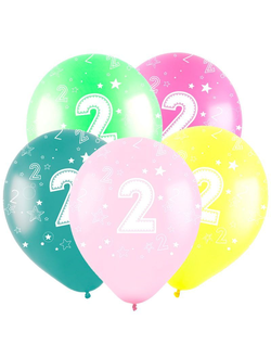 Воздушные шары с гелием "С днем рождения! цифра 2" 30см