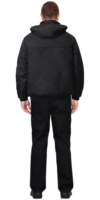 Куртка "СИРИУС-ПРАГА-Люкс" короткая с капюшоном, черная
