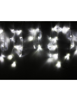 Гирлянда "Бахрома" 190 светодиодов, 5х0.5 м, 50 нитей, белый провод, уличная, мерцающая, белый холодный