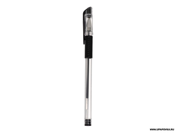 Ручка гелевая 0.5 мм / чёрный стержень / прозрачный корпус/ с резиновым держателем