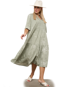 Идеальное летнее платье из штапеля &quot;ТАТАКИ&quot; арт. 424001 (цвет оливковый) Размеры 50-66