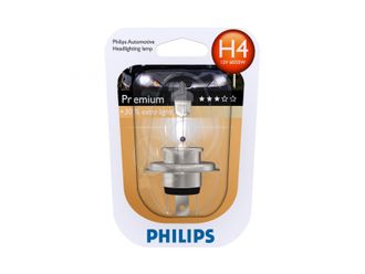 Лампа галогенная PHILIPS H4 Premium 12V 60/55W+30% света