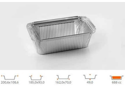 Форма для выпечки прямоугольная, из фольги алюминиевой, 162*70*49 мм (688 мл), 1 шт