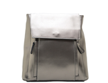 Кожаный женский рюкзак-трансформер серебряный