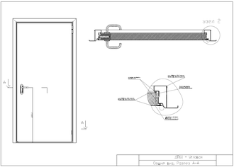 Чертеж противопожарной двери ДПМ-01 ei-60 угловая коробка