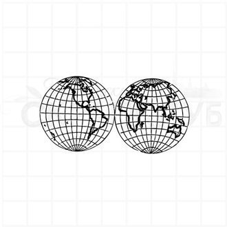 Штамп для скрапбукинга карта мира, два полушария
