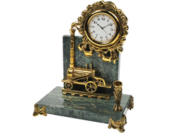 Настольный прибор «Первый паровоз», часы, с подставкой для ручки, 61710