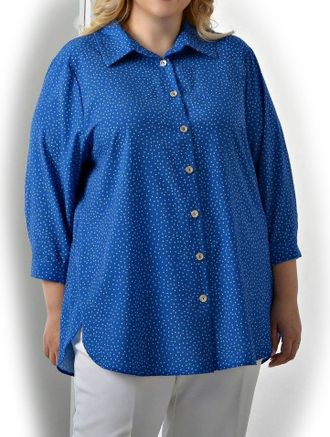 Женская Туника-рубашка большого размера арт. 8164729-844 (цвет ярко-голубой) Размеры 58-80