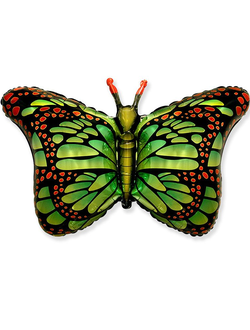 Фольгированная цифра с гелием "Волшебная бабочка" зеленая