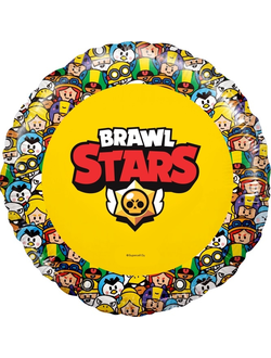 Шар фольгиваронный круг с гелием "Brawl stars Звездные бойцы" Бравл старс желтый 45 см