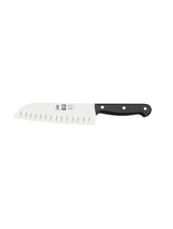 Нож японский Santoku 180/300 мм. с бороздками, черный TECHNIC Icel /1/6/
