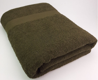 Темно-оливковое полотенце оптом махровое пр-во Байрамали (бордюр «косичка»)