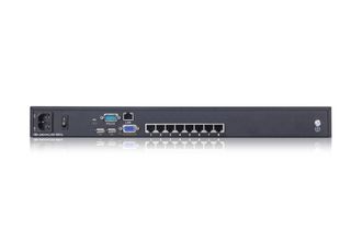 Переключатель Kinan KVM over IP 8-портовый высокой плотности по кабелю Cat 5, USB с каскадированием до 256 серверов с разъемами PS/2, USB, VGA; internet, OSD, DDC2B, 2048x1536 до 20 м, 1600x1200 до 50 м, 1280x1024 до 100 м, 1024x768 до 150 м (KC2108i)